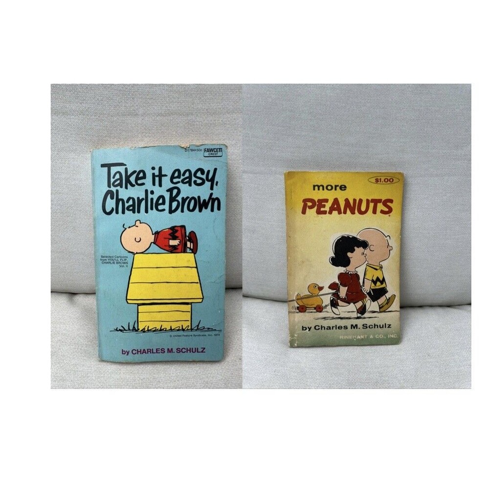 Vintage PEANUTS CHARLIE BROWN SNOOPY Books Charles M Schultz 1959, 1973 Set Of 2